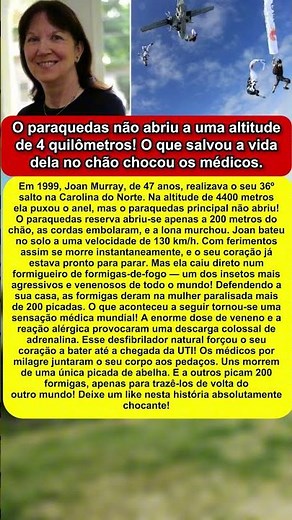 Caiu a 130 km/h e sobreviveu! A história de Joan Murray que desafiou as leis da medicina.
