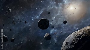 Asteroid Field Animation With Celestial Bodies Generative AI