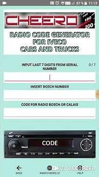 RADIO CODE GENERATOR FOR IVECO TRUCK CAR - BOSCH BLAUPUNKT APTIV NIS CONTINENTAL ANDROID UNLIMITED