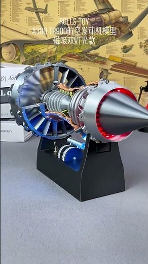 A380 TR900 aircraft engine model with magnetic dual lights, hand-assembled