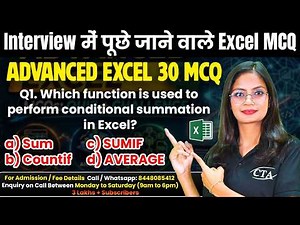 Top 30 Advance MS Excel MCQs | Excel Questions & Answers | Computer Tech Academy