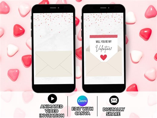 Digital Will You Be My Valentine Template, Animated Be My Valentine Card Evite, Cute Valentine's Day Card for Boyfriend / Girlfriend Phone - Etsy