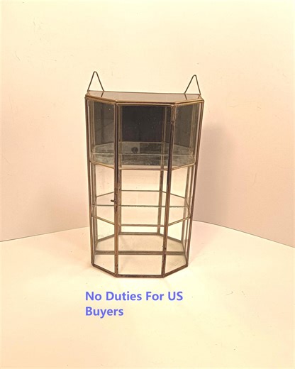 Vintage Brass and Glass Curio Cabinet, Mirrored Shadow Box - Mid-century Mexican Metalwork Display - Etsy