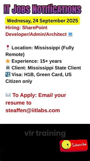 SharePoint Developer Job Remote Sept 24, 2025
