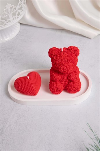 Handmade PURE Rose-textured Red Teddy Bear Candle - Etsy