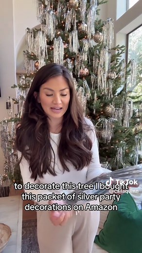 Christmas tree tinsel decoration hack! Super simple and less messy way to decorate with tinsel is to buy Tinsel Fringe Garland in Amazon and trim the band! I got mine here -> https://amzn.to/3V2tvDJ #christmastreedecorating #christmastree #tinsel #tinselhack #tinseltree #christmasdecor #christmasdecorhack #christmastip #tinselchristmastree