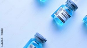 Medical needle bottles. Medical syringe with needle for protection flu virus and coronavirus. Covid vaccine isolated on white. Health care in hospital