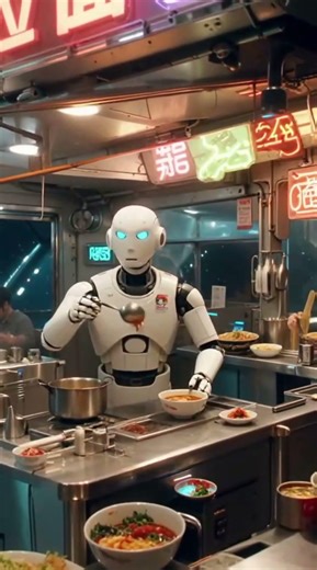 The robot ramen shop owner on a spaceship