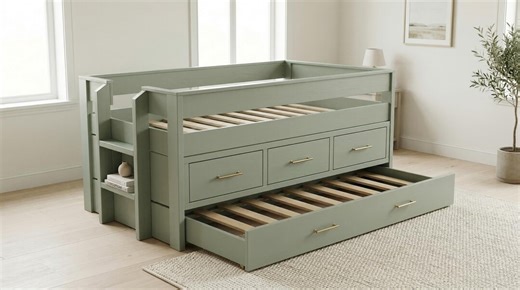 Wooden Captains Bed With Trundle Plans, Twin Storage Daybed PDF, Woodworking Guide - Etsy