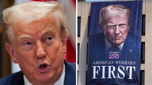 Trump told his 'big, beautiful face' now hangs on a banner from the Dept of Labor