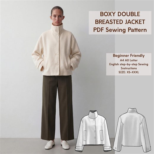 Boxy Double Breasted Jacket Sewing Pattern | Spring Coat PDF |outerwear Pattern | Beginner Friendly Slow-sewing | Sizes XS-3XL - Etsy Australia