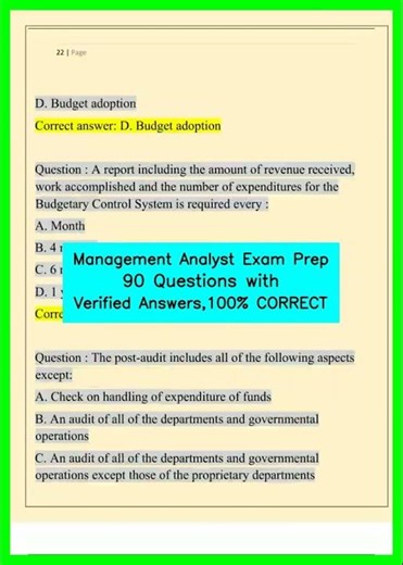 Management Analyst Exam Prep 90 Questions with Verified Answers,100% CORRECT video