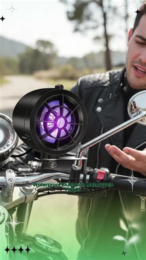 Motorcycle Music Player - Waterproof, with Wireless Function (FM Radio, Bluetooth), MP3 Playback (TF Card, USB), LED Flashing Light, Anti-Theft Alarm & Remote Control, Motorcycle Speakers