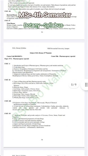 MSc 4th Sem Botany Syllabus 2026 || Msc Botany 4th Semester Syllabus 2026 || Vbspu Jaunpur || #video