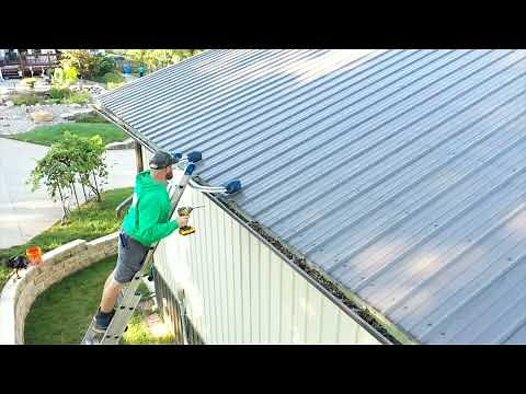 How K-Guard gutters look on a metal building.