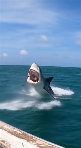 Tiger Shark Leaps Out of Ocean and Snaps a Seagull | Wildlife Moment Caught on Camera captures a rare, shocking moment in nature — a tiger shark exploding from the sea to catch a seagull flying too close to the surface. Filmed from a distant boat by the crew, this raw and realistic footage shows the true power and speed of one of the ocean’s top predators. 🌊 Subscribe for more wildlife encounters and nature documentaries. | HYPERAi