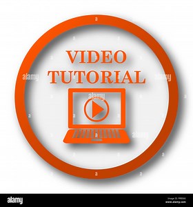 Video tutorial icon. Internet button on white background Stock Photo - Alamy