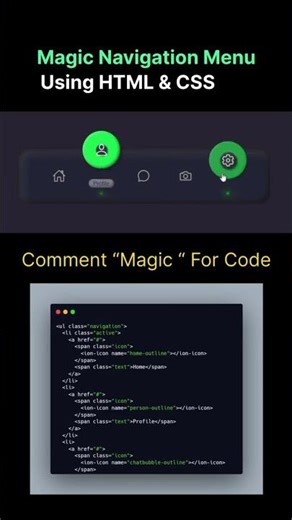 Magic Navigation Menu in HTML & CSS ✨ #webdevelopment #shorts #coding #html