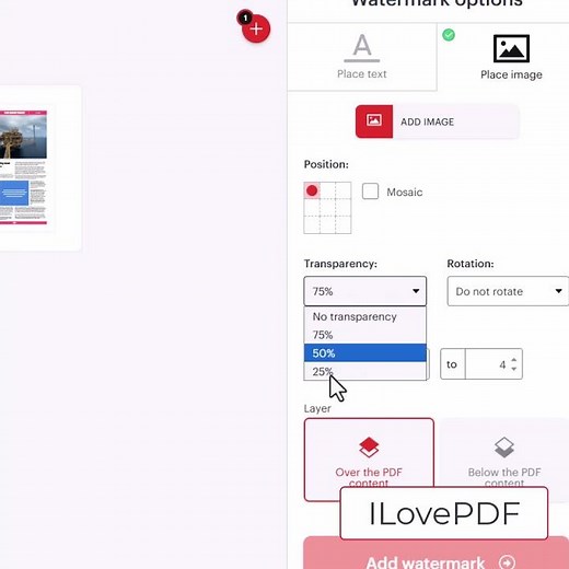 Adding Watermark to PDF using ILovePDF