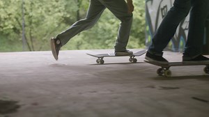 Caucasian boys skateboarding in a ruined building. | Free Stock Video Footage