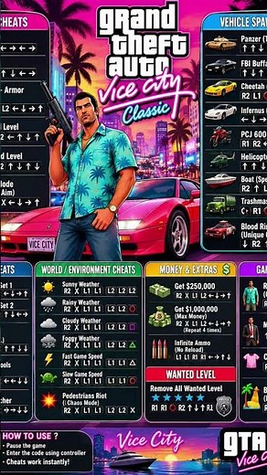 GTA Vice City All Classic Cheat Codes | Complete Cheat List 2026