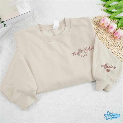 Embroidered Personalized Cool Aunt Club Crewneck, Pregnancy Reveal to Auntie Gift, Cool Favorite Auntie Tee, Unique Aunt Birthday Sweatshirt - Etsy