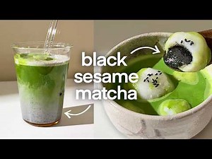 easy black sesame matcha recipes 🍵🖤 black sesame matcha latte + matcha tang yuan 🍡