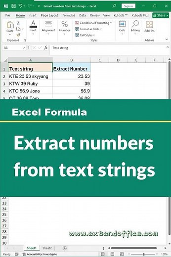 Quickly extract numbers only from text strings in Excel