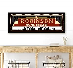 Pretty Perfect Studio Custom Movie Theater Signs for Home Theatre Room Vintage Movie Theatre Canvas Wall Art 18"x24"
