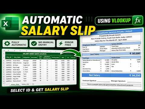Fully Automatic Salary Slip in Excel 🔥 (Using VLOOKUP)
