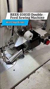 "REER 0303D Double Feed Industrial Leather Sewing Machine with Electric Hot Cutting Edge Binder"