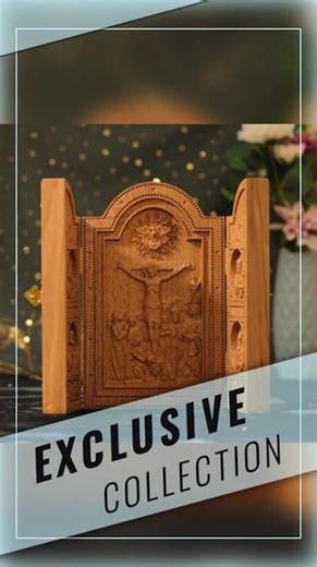 Catholic Wooden Triptych Crucifixion Wall Art with Four Evangelists St Matthew Mark Luke John Chr...
