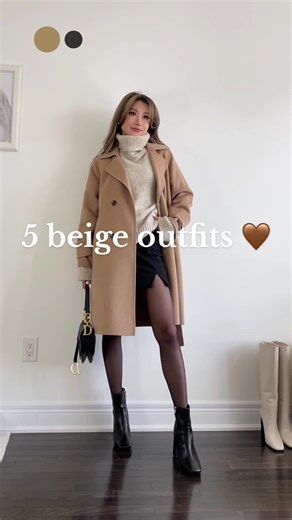 Oatmeal sweaters and tan coats 🤎☕️🌻 #falloutfits2023 #sweaters #biegeclothes #coats #jackets #uggs #tights #bootseason