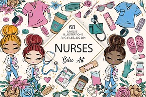 Nurses and Doctors Medical Clipart, a Healthcare Illustration by Beleo Art