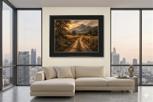 Vintage Countryside Landscape Printable Wall Art, Rustic Farmhouse Mountain Path Painting, Country Road Decor, Cottagecore Wall Art - Etsy