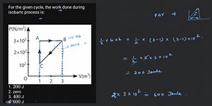 For the given cycle, the work done during isobaric process is:... | Filo