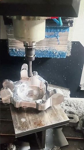 Rough machining a steering knuckle from solid aluminum — for automotive use. #cncmill #machine