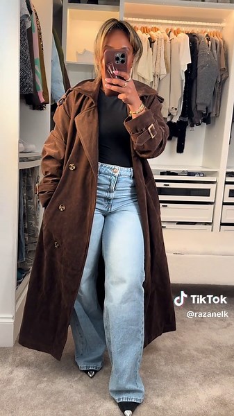 Affordable Chocolate Brown Suede Trench Coat