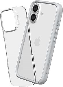 RhinoShield Modular Case Compatible with [iPhone 16] | Mod NX - Customizable Shock Absorbent Heavy Duty Protective Cover 3.5M / 11ft Drop Protection - Platinum Gray