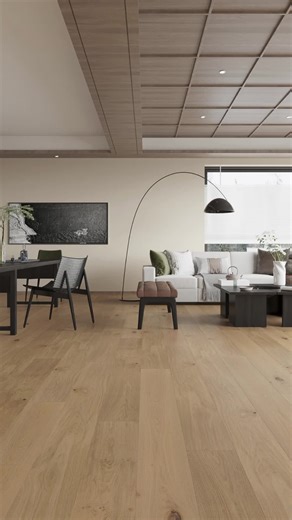Transform your home with our Grand Width Collection. These European Oak planks will make any room feel larger and more open. The rustic wood grains and wirebrushed surface add timeless character, while the multi-ply core ensures long-lasting durability. #NewFloors #RealWood #DurableStyle