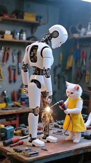 Smart Cat Builds a Robot | Genius Cat Invention Story | AI Short Film #cat #catstory