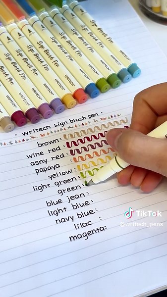 Soft strokes, smooth gradients — these sign brush pens are a must-have in your pencil case.✍🏻 #pen #pentest #stationery #tiktokshop #fyp