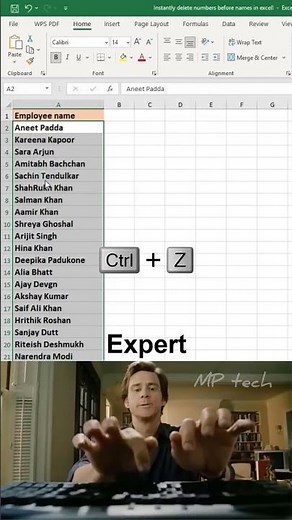Instantly delete numbers before names in excel! 😱 #exceltips #spreadsheets #office