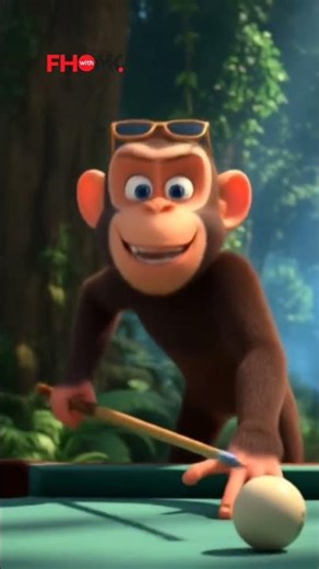 Monkey Playing Pool in jungle #ai #animals #DreamScreenAI