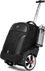 Rolling Backpack,Waterproof Backpack with Wheels for Business and Travel Commuter, Carry on Backpack with Laptop Compartment, Fit 15.6 Inch Laptop, Wheeled Backpack for Adults, 18Inch