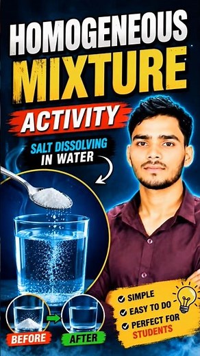 Salt in Water experiment 🧪| homogeneous mixture | #science #experimnent #shorts #facts