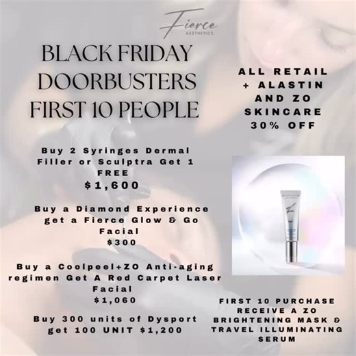 Shop our Black Friday Specials by texting us at 419-662-2244 We’ve extended our amazing packages and specials for you all until Monday! 﫦 419.662.2244 | Fierce Aesthetics Medspa | Facebook