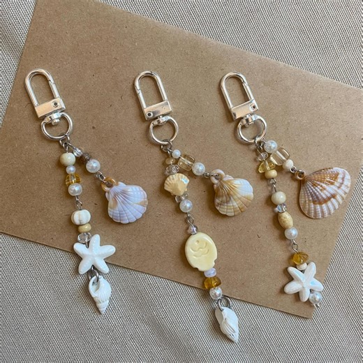 Ocean Seashell Bag Charm, Coastal Keychain: Beach Accessory - Etsy