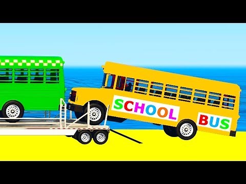 SCHOOL BUS Transportation in Cars Cartoon for Toddlers w Colors for Kids Nursery Rhymes