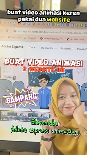Naftaaa on Instagram: "Buat video animasi part 2 kali ini pakee 2 website elevenlabs (record dari text to speech) sama adobe express animation (membuat animasi video), tutorial lengkapnyaa di reels yapss, jgn lupa save😇😍 #canva #gurugram #kurikulummerdeka #reels #capcut #kampusmerdeka #gurusma #smansaka #merdekabelajar #tips #tutorial #animasi #p5 #animation #video #gurumuda #gurukreatif"